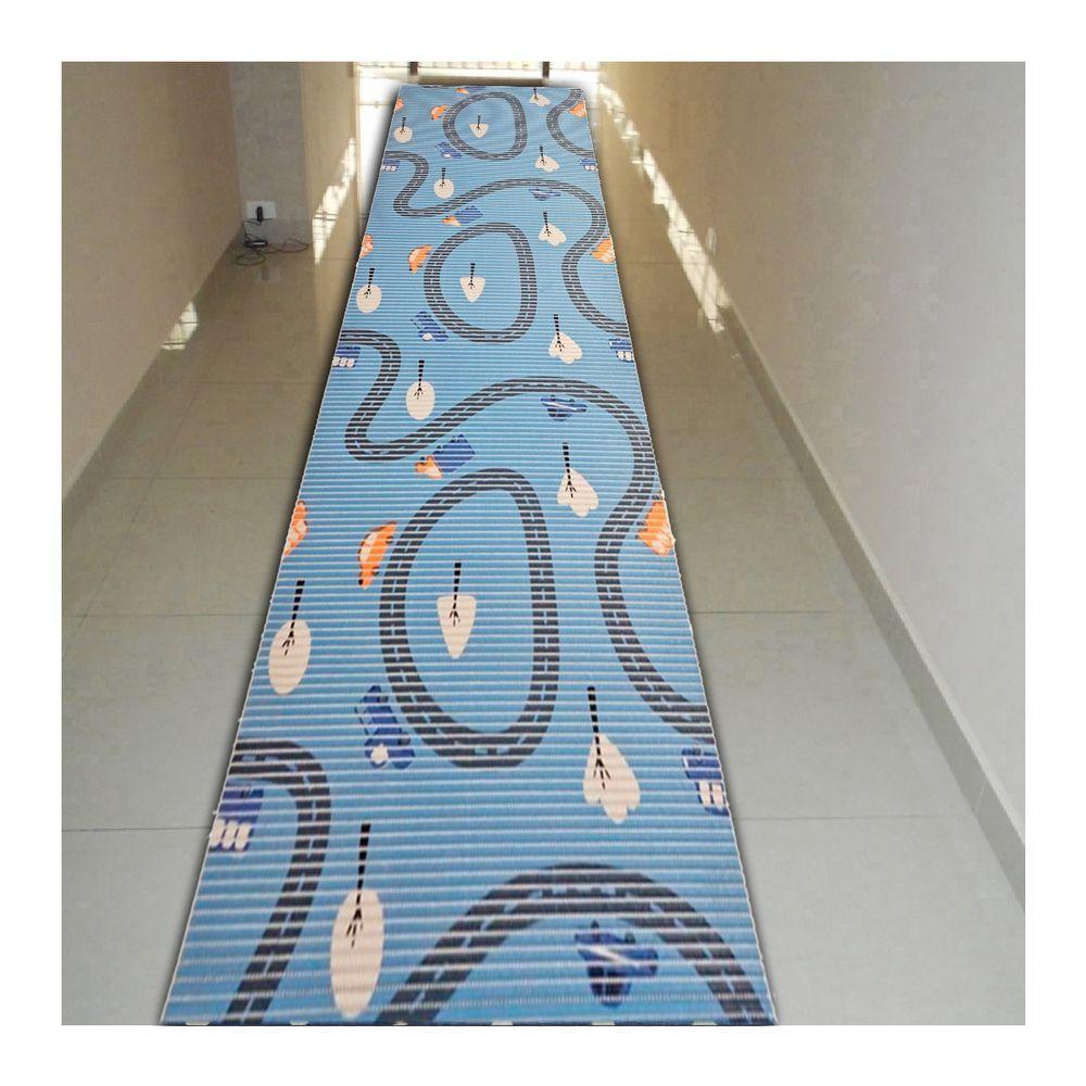 Tapete Passadeira Emborrachada Pvc Antiderrapante 0,65x3,00m Estrada Azul - 4