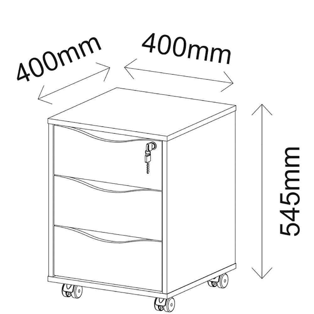 Gaveteiro 3 Gavetas Pés Rodízios Mobile Face Preto - Artany - 3