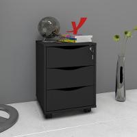 Gaveteiro 3 Gavetas Pés Rodízios Mobile Face Preto - Artany - 2