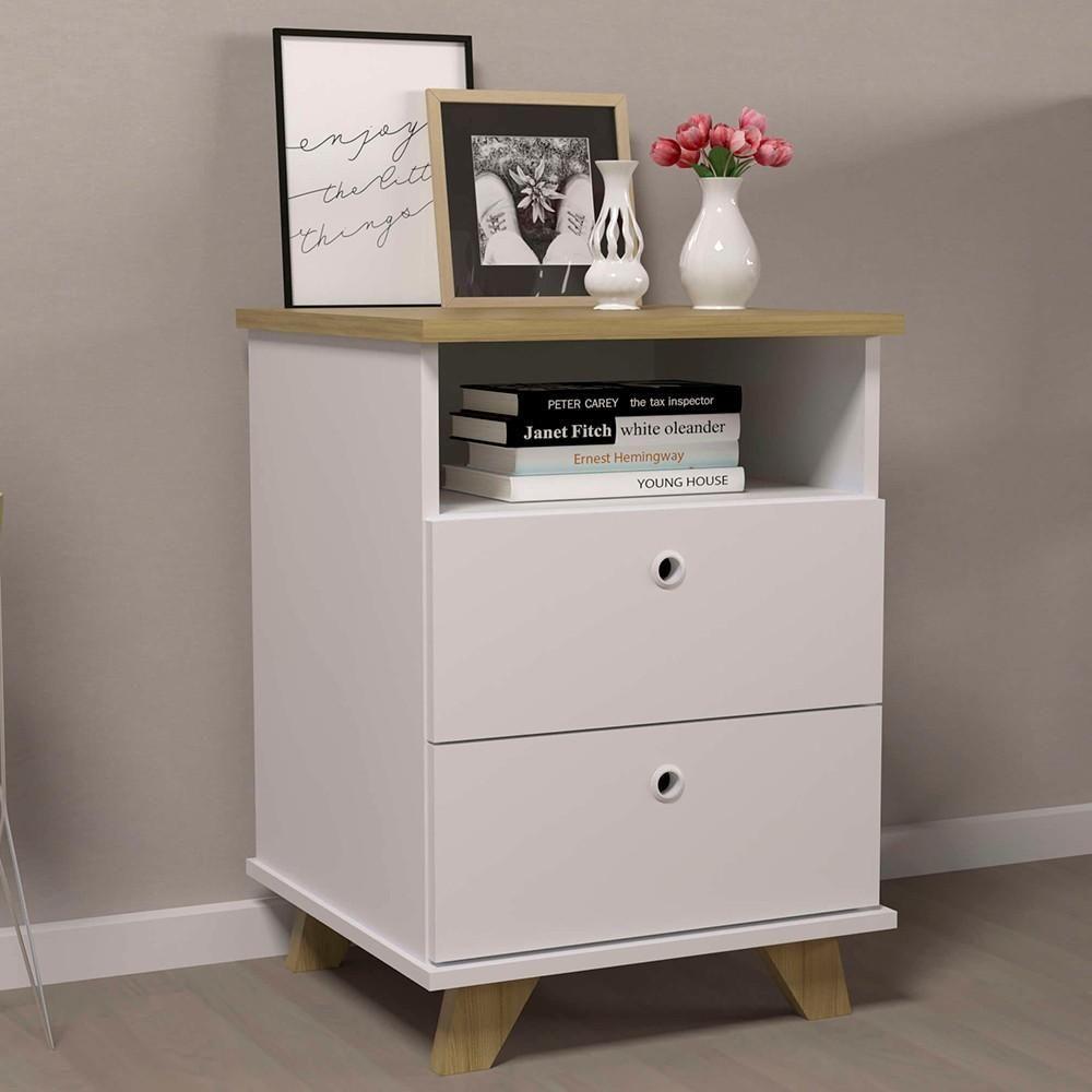 Gaveteiro Para Escritório 2 Gavetas 1 Nicho May A06 Olmo/branco - Mpozenato - 2