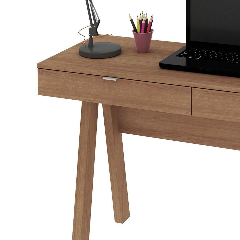 Mesa Para Escritório 2 Gavetas Me4128 Amêndoa/amêndoa - Tecno Mobili - 3