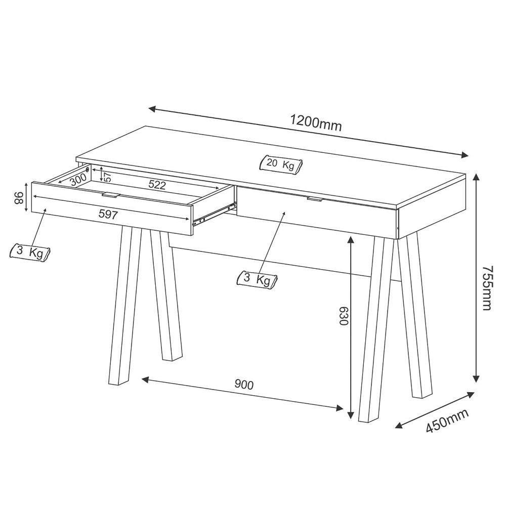 Mesa Para Escritório 2 Gavetas Me4128 Amêndoa/amêndoa - Tecno Mobili - 5