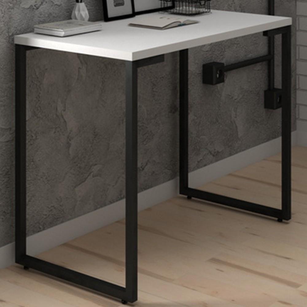 Mesa Escritório Estilo Industrial Porto 90cm Z34 Branco - Mpozenato - 5