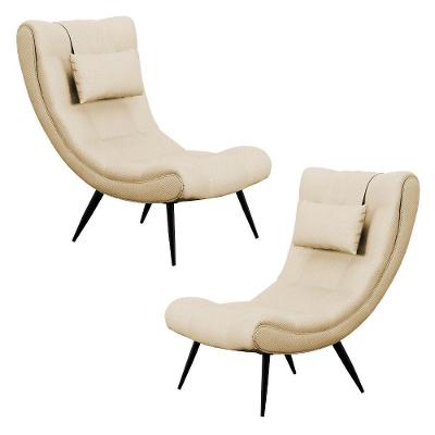 Kit 2 Poltronas Decorativas Lord Reclinável Veludo Off White Ibiza