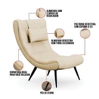 Kit 2 Poltronas Decorativas Sala De Estar Pés Palito Lord Veludo Luxo Off White - Ibiza - 3