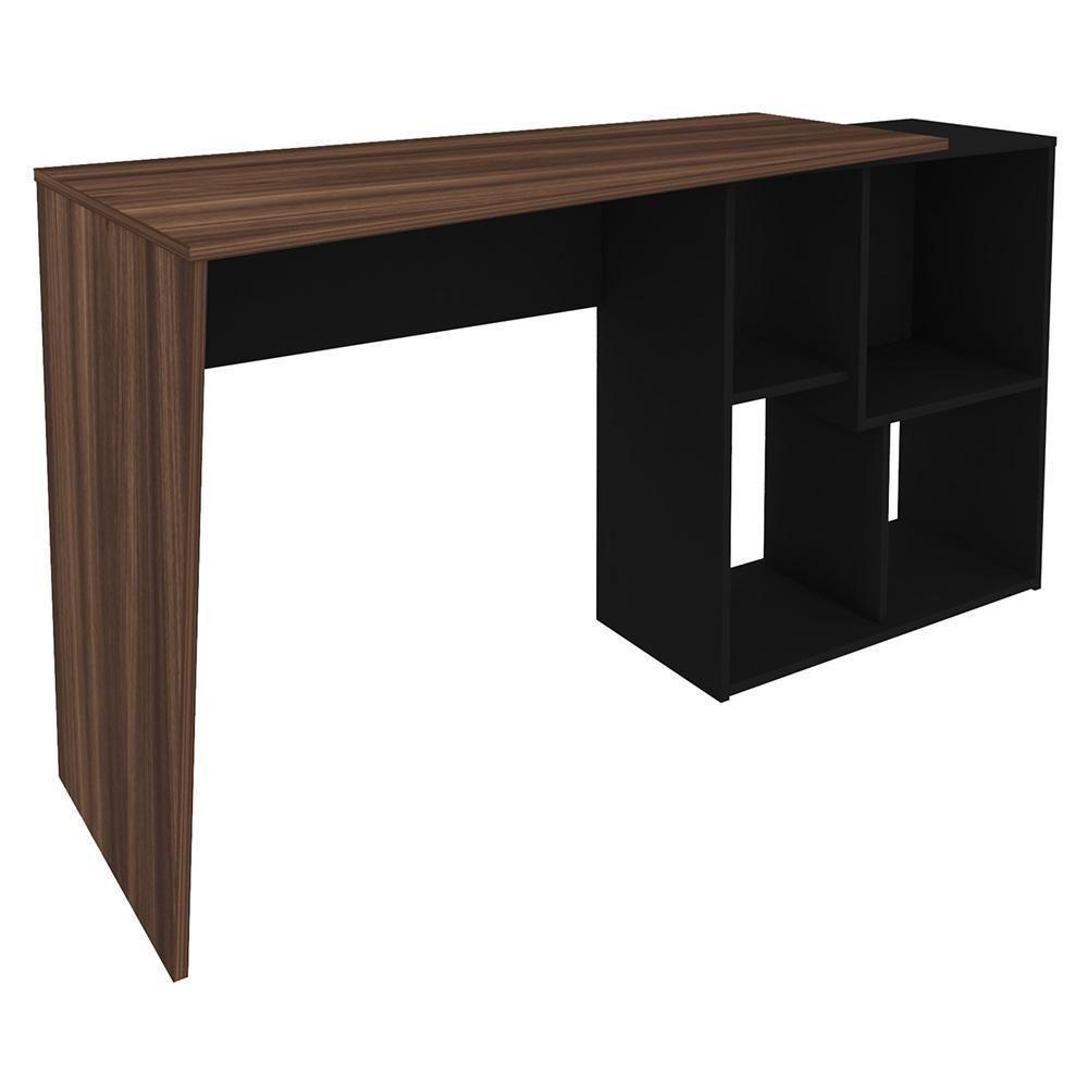 Mesa Escrivaninha 2 Em 1 Com Nichos Arbo A06 Ipê/preto - Mpozenato - 1