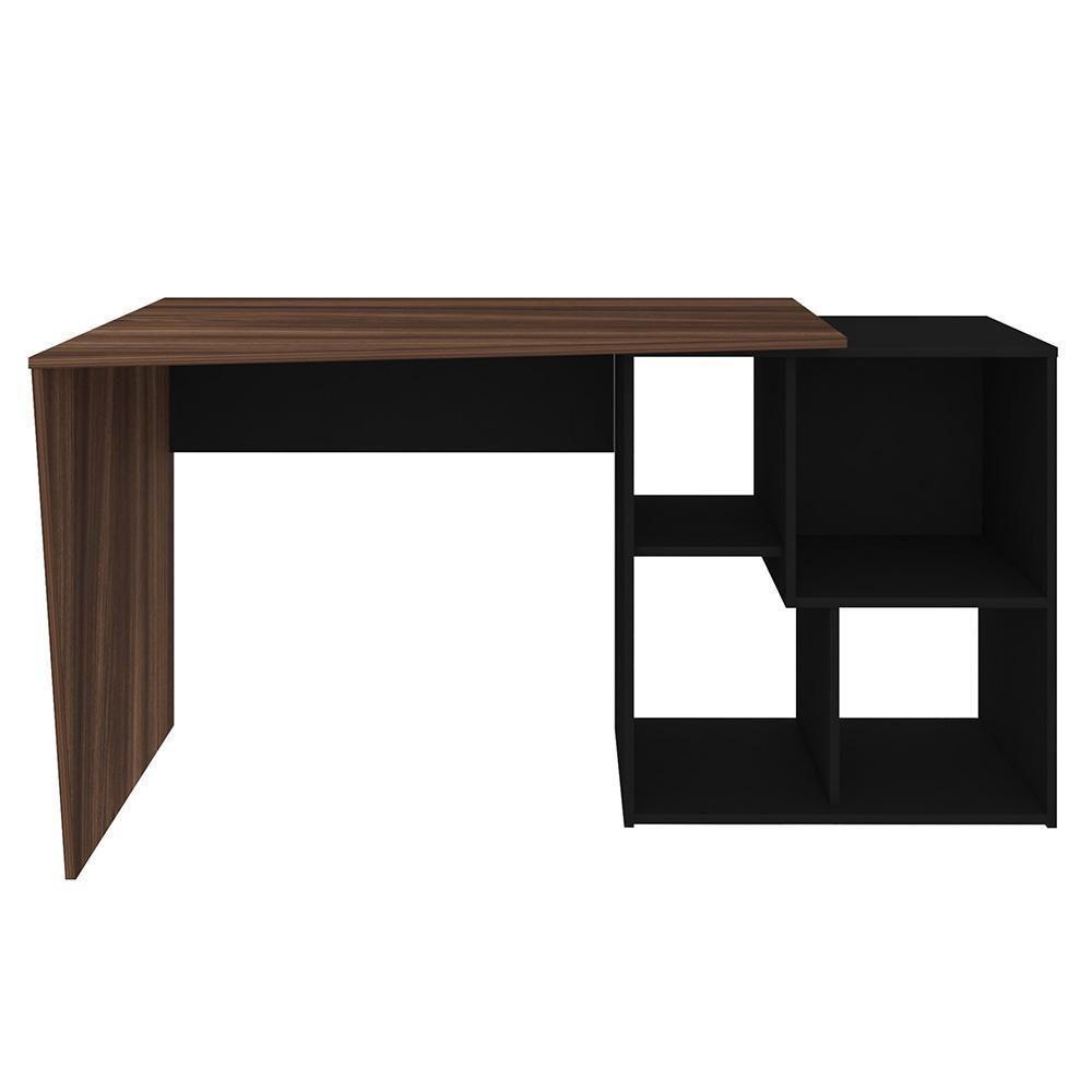 Mesa Escrivaninha 2 Em 1 Com Nichos Arbo A06 Ipê/preto - Mpozenato - 2