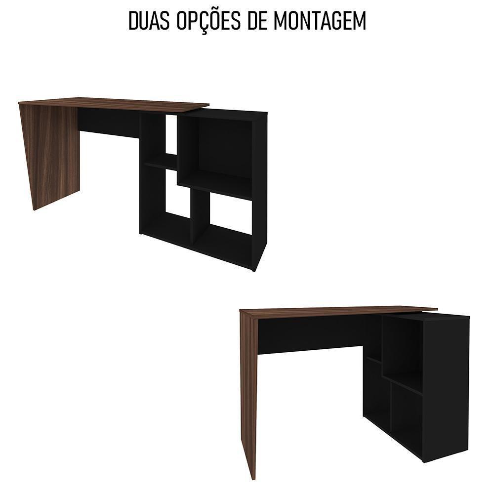 Mesa Escrivaninha 2 Em 1 Com Nichos Arbo A06 Ipê/preto - Mpozenato - 7