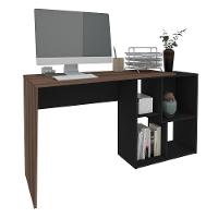 Mesa Escrivaninha 2 Em 1 Com Nichos Arbo A06 Ipê/preto - Mpozenato - 9