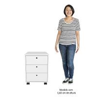 Mesa Escrivaninha 150cm Cris Tampo Vidro E Gaveteiro 3 Gavetas Nil A06 Branco - Mpozenato - 7