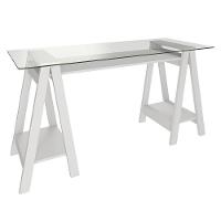 Mesa Escrivaninha 150cm Cris Tampo Vidro E Gaveteiro 3 Gavetas Nil A06 Branco - Mpozenato - 8