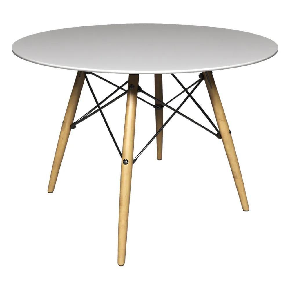 Mesa De Jantar 4 Lugares Redonda 120cm Tampo Mdf Pés Eiffel Paris R02 Branco - Mpozenato - 1