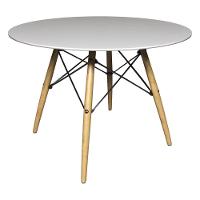 Mesa De Jantar 4 Lugares Redonda 120cm Tampo Mdf Pés Eiffel Paris R02 Branco - Mpozenato - 1