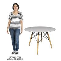 Mesa De Jantar 4 Lugares Redonda 120cm Tampo Mdf Pés Eiffel Paris R02 Branco - Mpozenato - 5