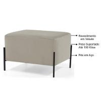 Kit 2 Puffs Decorativos 60cm Base Aço Status C-309 Veludo Bege - Domi - 2