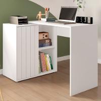 Mesa Para Escritório Home Office 1 Porta Ripada Tech Branco Fosco - Caemmun - 6