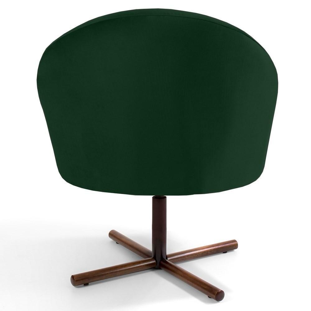 Kit 2 Poltronas Decorativas Giratórias Base Xis Madeira Rafa C-303 Veludo Verde Musgo - Domi - 6