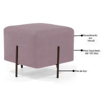 Kit 2 Puffs Decorativos 45cm Base Aço Status C-305 Veludo Rosê - Domi - 2