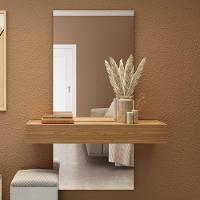 Espelho Decorativo Com Bancada Suspensa Faces D01 Freijó/off White - Mpozenato - 2