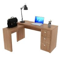 Mesa Em L Para Escritório 3 Gavetas Me4101 Amêndoa - Tecno Mobili - 1