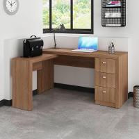 Mesa Em L Para Escritório 3 Gavetas Me4101 Amêndoa - Tecno Mobili - 2