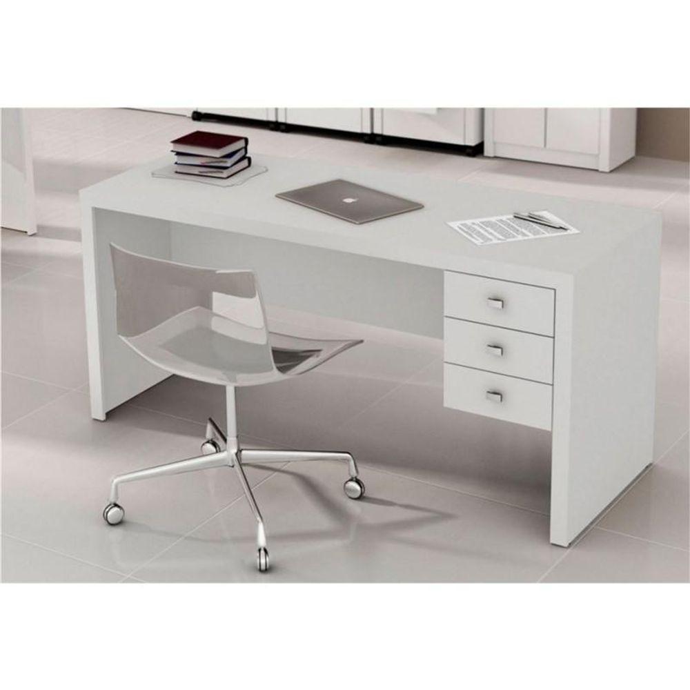 Mesa Com 03 Gavetas Para Home Office Me4113 Branco - Tecno Mobili - 3