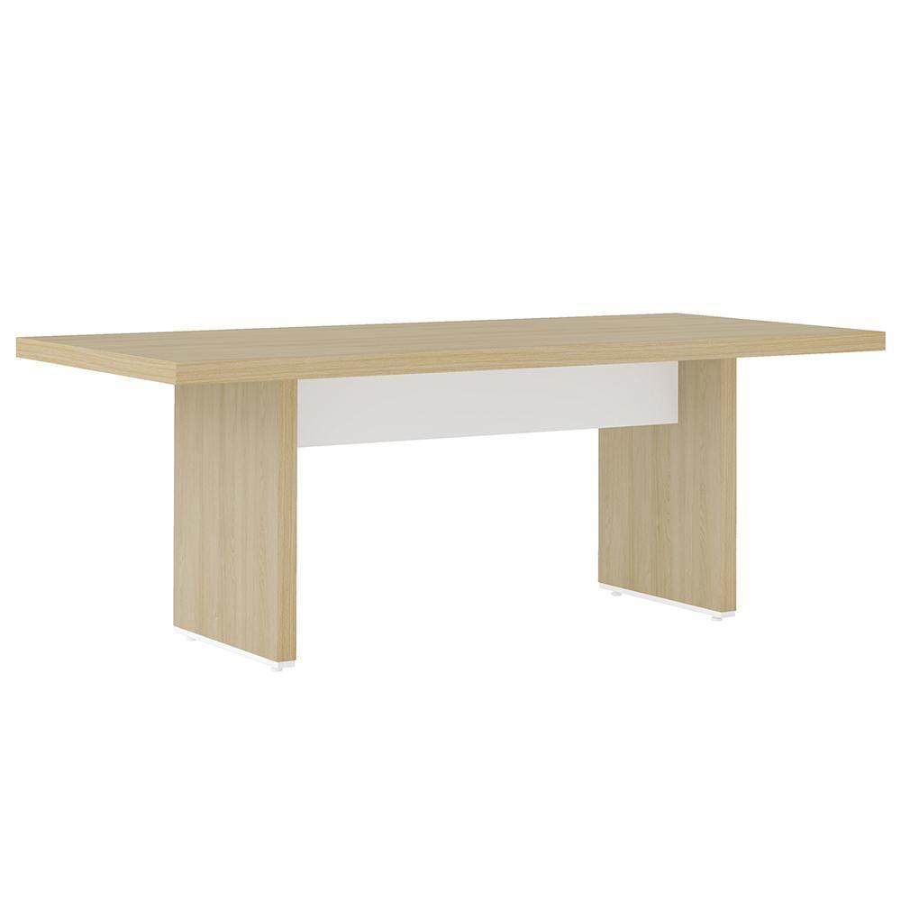 Mesa De Reunião Para Escritório 204cm Tamburato Corp A06 Carvalho/branco - Mpozenato - 1