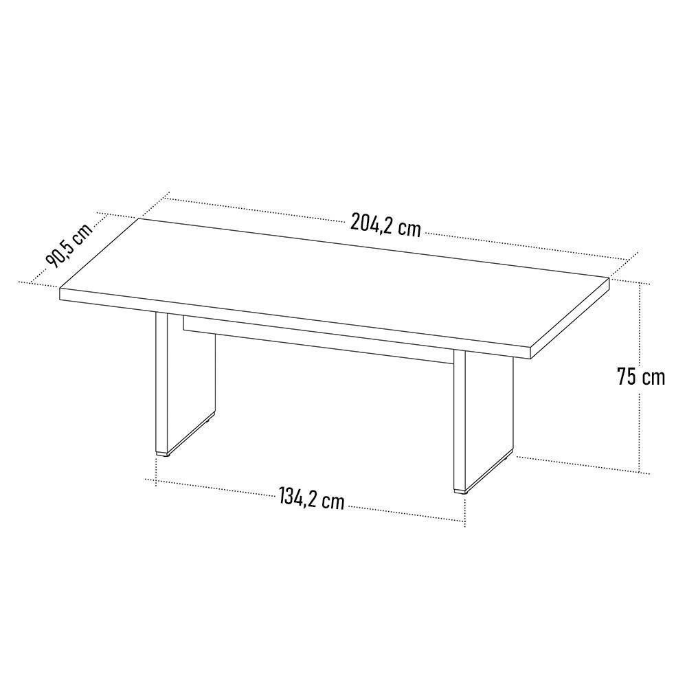 Mesa De Reunião Para Escritório 204cm Tamburato Corp A06 Carvalho/branco - Mpozenato - 4
