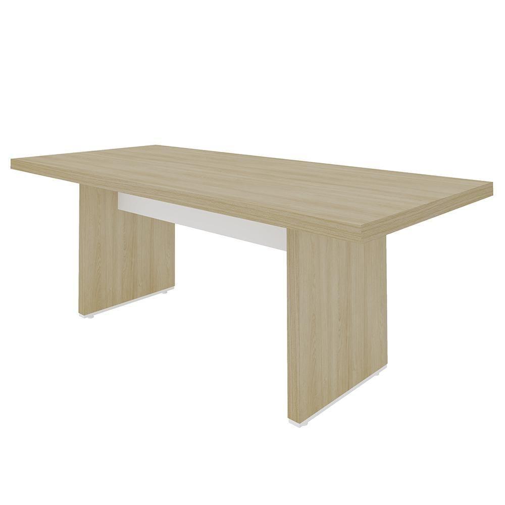 Mesa De Reunião Para Escritório 204cm Tamburato Corp A06 Carvalho/branco - Mpozenato - 7