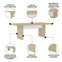 Mesa De Reunião Para Escritório 204cm Tamburato Corp A06 Carvalho/branco - Mpozenato - 3
