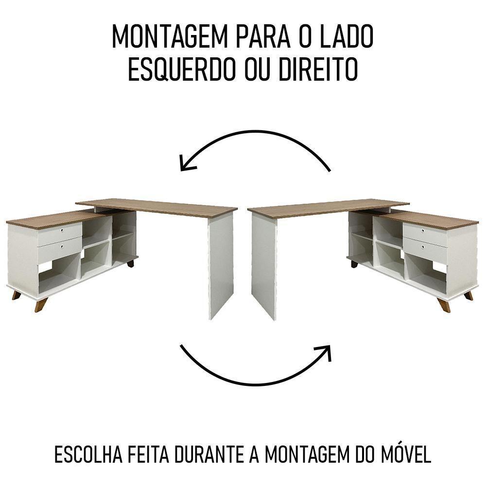 Mesa Escrivaninha Em L Golden E Balcão 2 Portas Tok A06 Olmo/branco - Mpozenato - 6