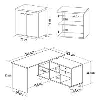Mesa Escrivaninha Em L Golden E Balcão 2 Portas Tok A06 Olmo/branco - Mpozenato