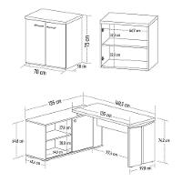 Mesa Escrivaninha Em L Sharp E Balcão 70cm 2 Portas Tok A06 Olmo/branco - Mpozenato
