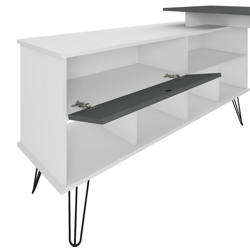 Mesa Escrivaninha Em L Estilo Industrial Dhabi A06 Branco/grafito - Mpozenato - 2