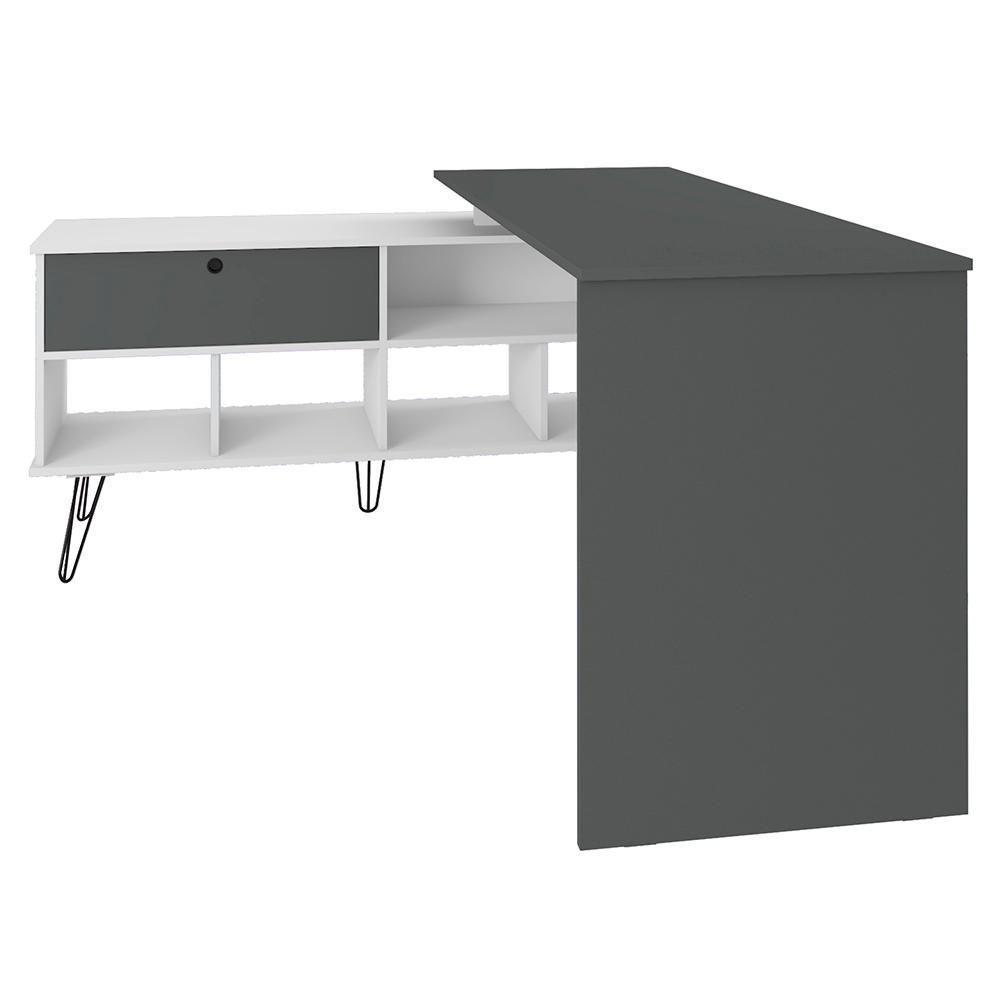 Mesa Escrivaninha Em L Estilo Industrial Dhabi A06 Branco/grafito - Mpozenato - 10