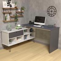 Mesa Escrivaninha Em L Estilo Industrial Dhabi A06 Branco/grafito - Mpozenato - 3