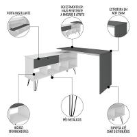 Mesa Escrivaninha Em L Estilo Industrial Dhabi A06 Branco/grafito - Mpozenato