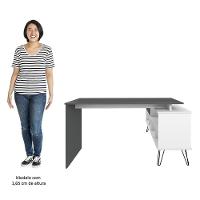 Mesa Escrivaninha Em L Estilo Industrial Dhabi A06 Branco/grafito - Mpozenato - 6