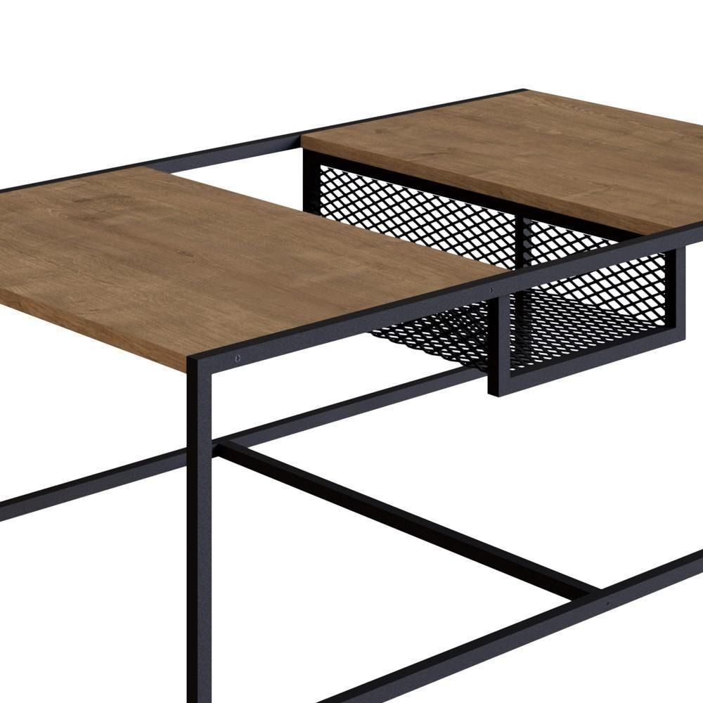 Mesa De Centro Com Nicho Pés Metálicos York Vermont/preto - Artesano - 3