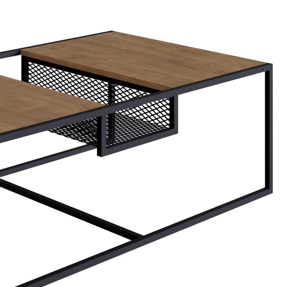 Mesa De Centro Com Nicho Pés Metálicos York Vermont/preto - Artesano - 4