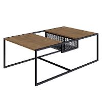 Mesa De Centro Com Nicho Pés Metálicos York Vermont/preto - Artesano - 1