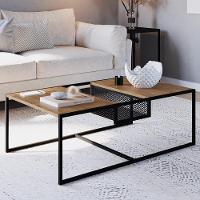 Mesa De Centro Com Nicho Pés Metálicos York Vermont/preto - Artesano - 2