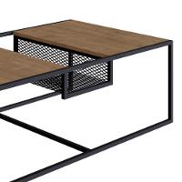 Mesa De Centro Com Nicho Pés Metálicos York Vermont/preto - Artesano