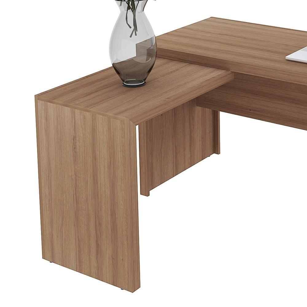 Mesa De Canto Para Escritório 3 Gavetas Me4106 Amêndoa - Tecno Mobili - 3