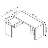 Mesa De Canto Para Escritório 3 Gavetas Me4106 Amêndoa - Tecno Mobili - 6