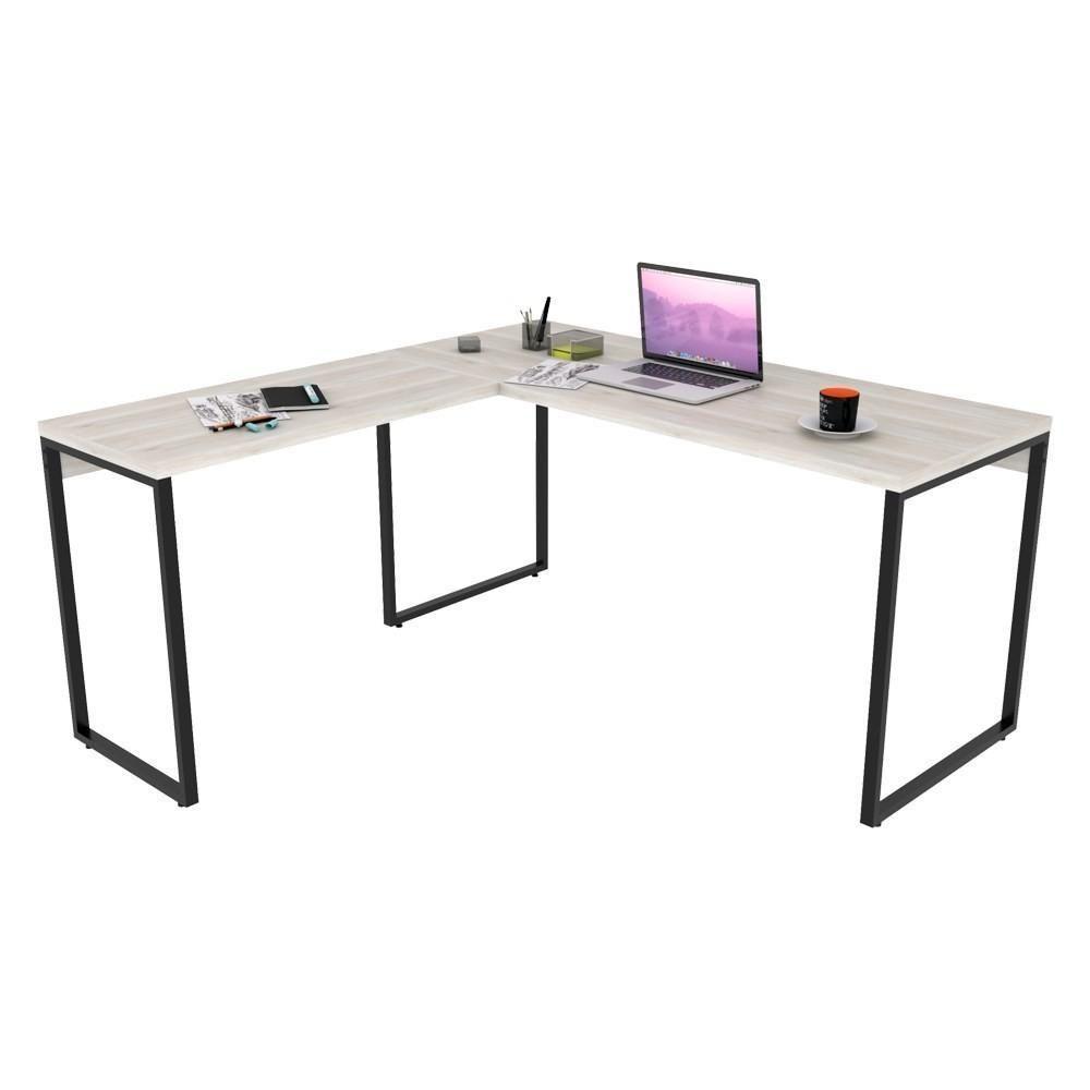 Mesa De Escritório Office Em L 150x150cm Estilo Industrial Prisma C08 Snow - Mpozenato - 1