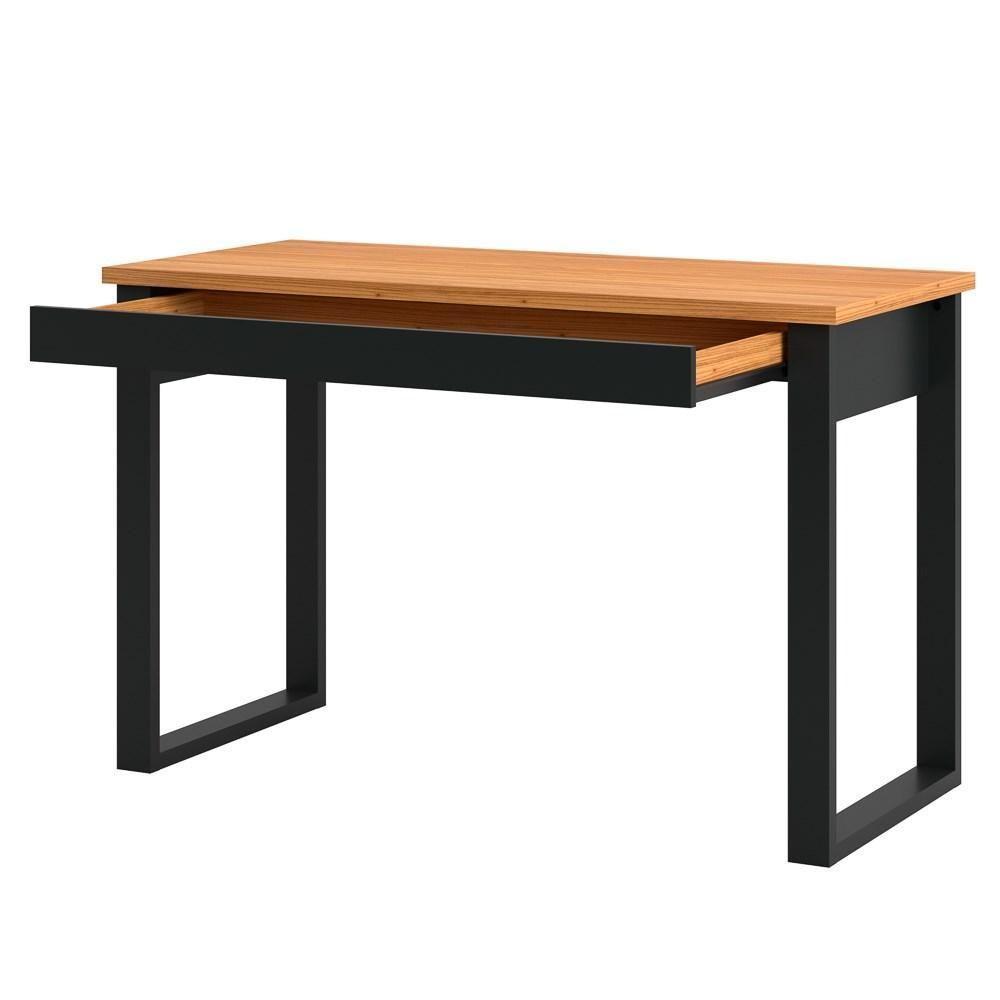Mesa Escritório Estilo Industrial 1 Gaveta F24 Freijó/preto Fosco - Pradel - 1
