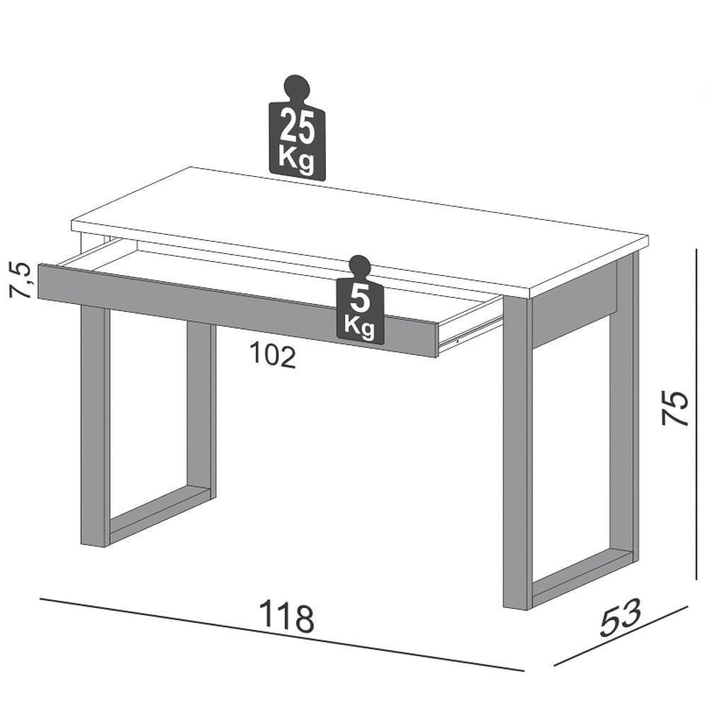 Mesa Escritório Estilo Industrial 1 Gaveta F24 Freijó/preto Fosco - Pradel - 5