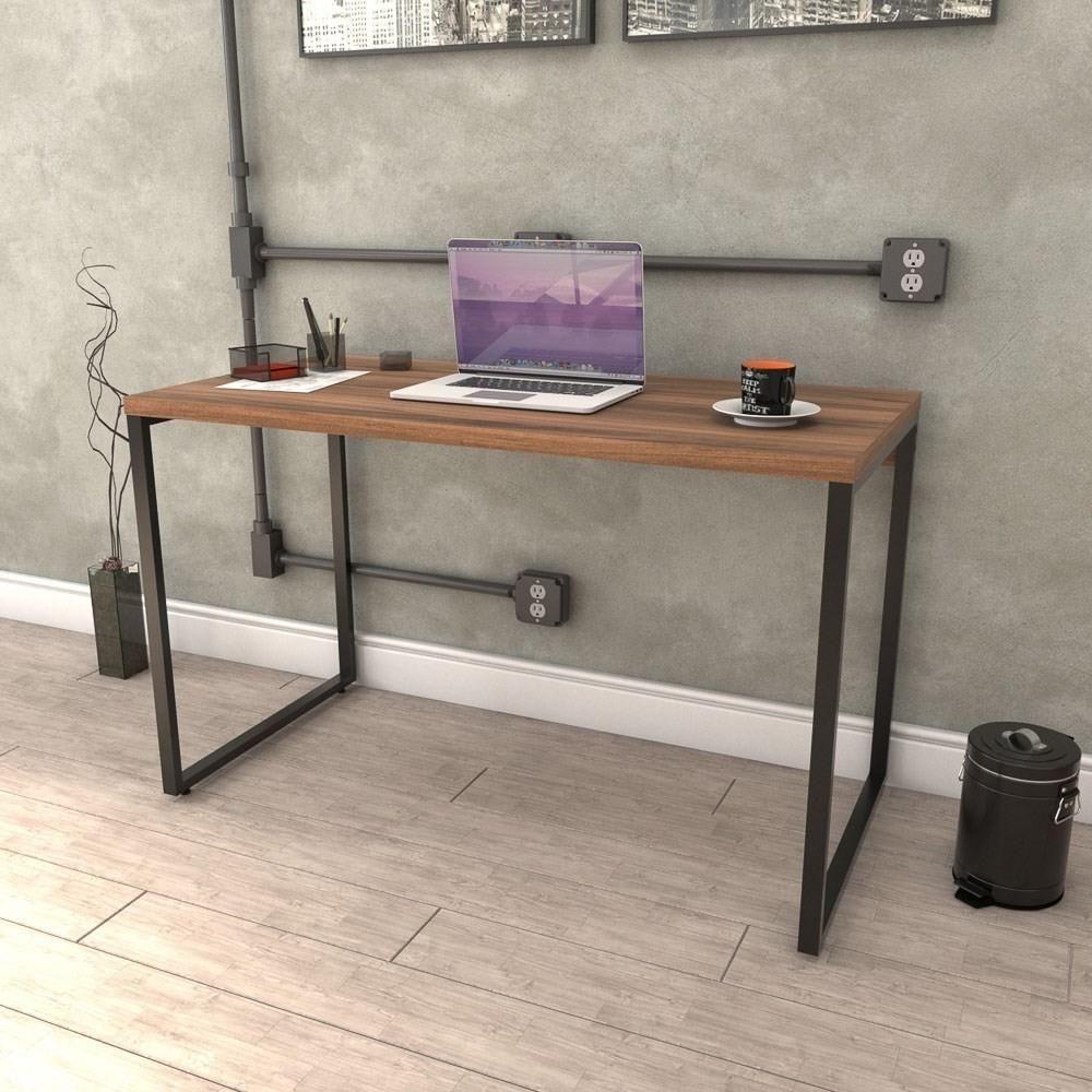 Mesa De Escritório Office 135cm Estilo Industrial Prisma C08 Nogal - Mpozenato - 2