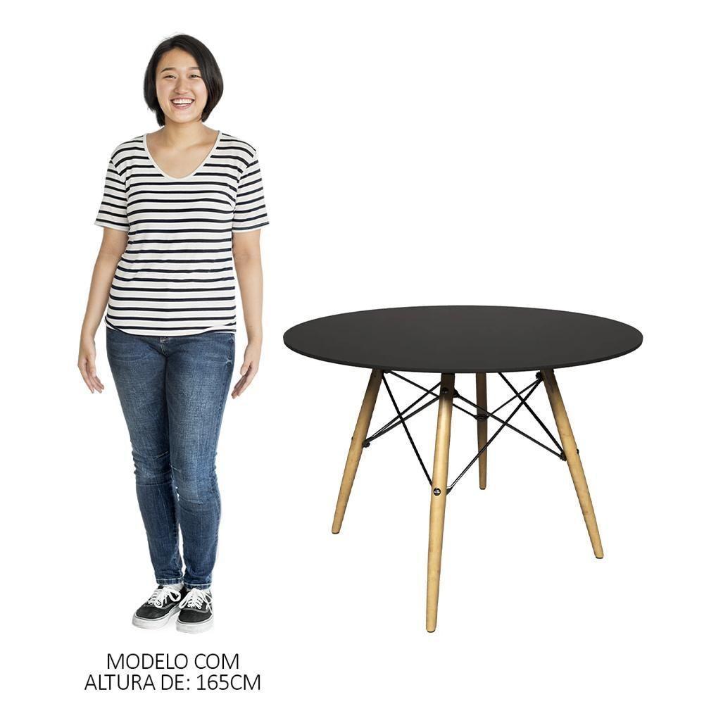 Mesa De Jantar 4 Lugares Redonda 120cm Tampo Mdf Pés Eiffel Paris R02 Preto - Mpozenato - 5